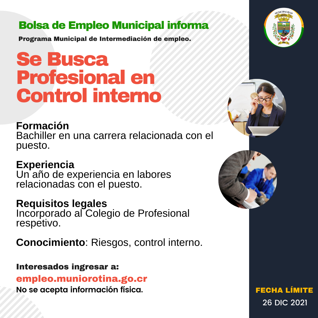 SE BUSCA PROFESIONAL EN CONTROL INTERNO